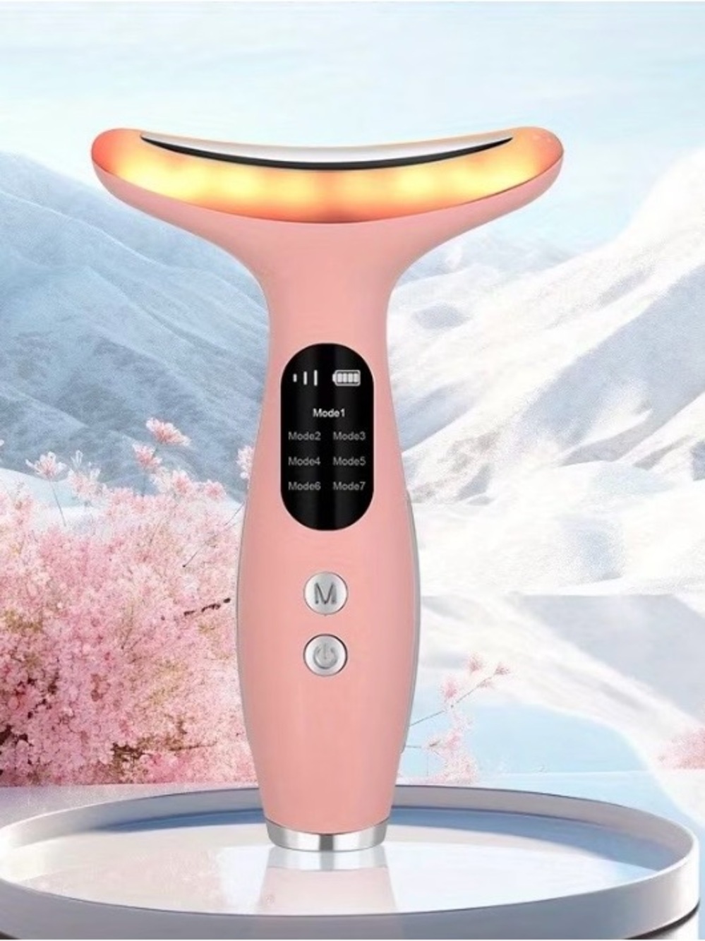 2 Packs Face Neck Beauty Device 7 LED Light Therapy Skin Tightening